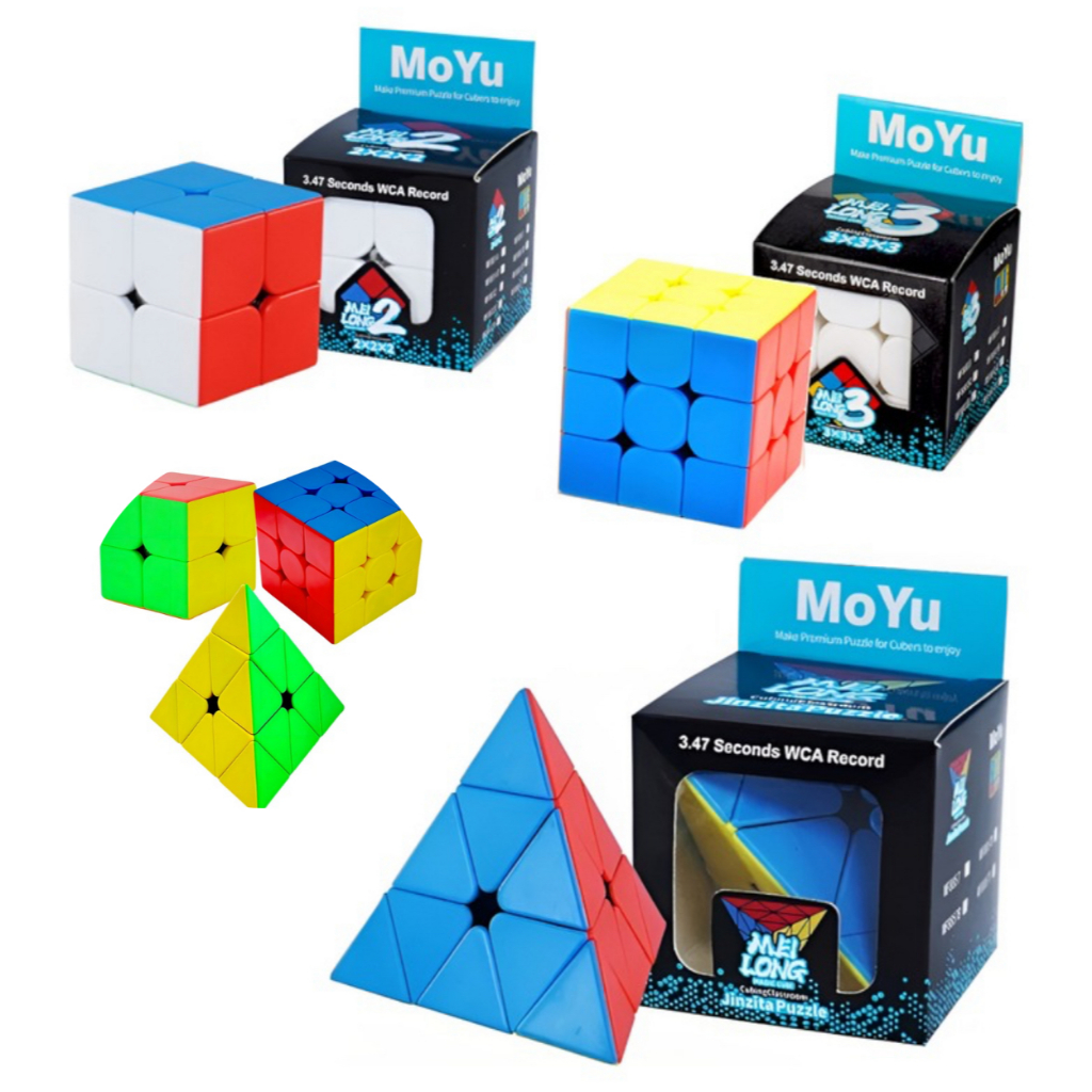 Kit 3 Cubo Mágico 2x2 3x3 e Pirâmide Pyraminx Profissional MOYU